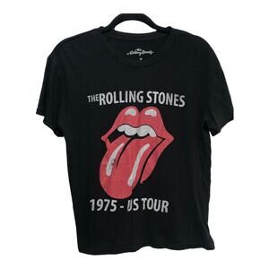 The Rolling Stones 1975 US Tour Graphic T-Shirt Black Medium‎ Rock Band